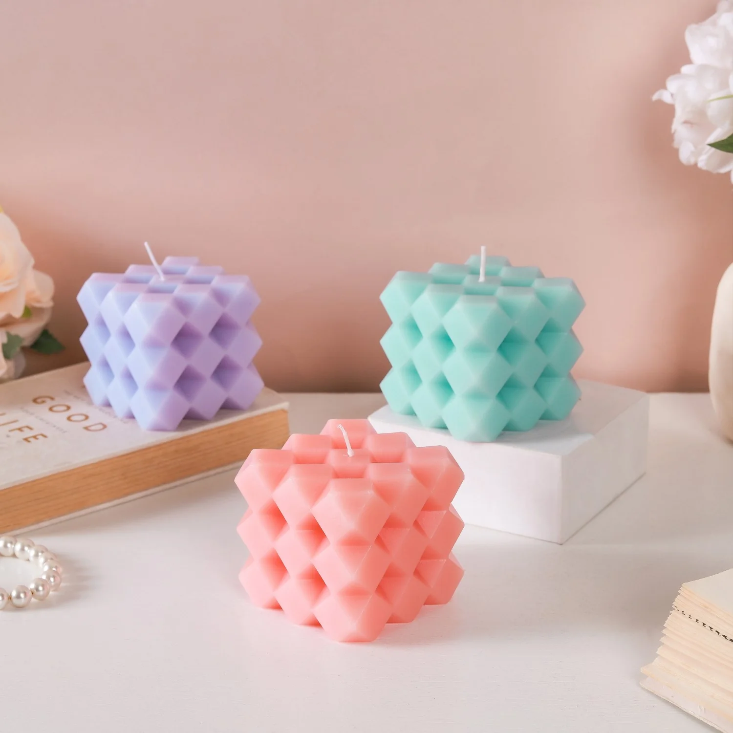 Geometric Wax Candle